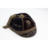 Antique Velvet Rugby Cap Dated 1900-1906 Named To J.M Heron