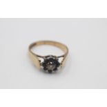 9ct gold vintage diamond & sapphire cluster ring (2.3g)