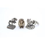 3 x Vintage Hallmarked .925 STERLING SILVER Miniature Animal Ornaments (65g)