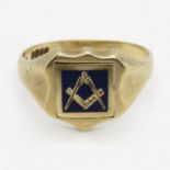 Gents 9ct gold Masonic Reverso ring 6g size U