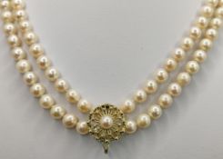 Akoya-Perlenkette, lange endlos gearbeitete Perlen-Kette aus weißen echten Akoya-Perlen, feinster r