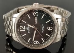 Armbanduhr, Dugena Automatik WR 100, schwarzes Zifferblatt mit Datumsanzeige, Automatik, Titanband 