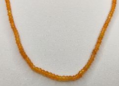 Mandarin garnet/spessartine necklace, faceted stones, lobster clasp silver 925, length 44cm