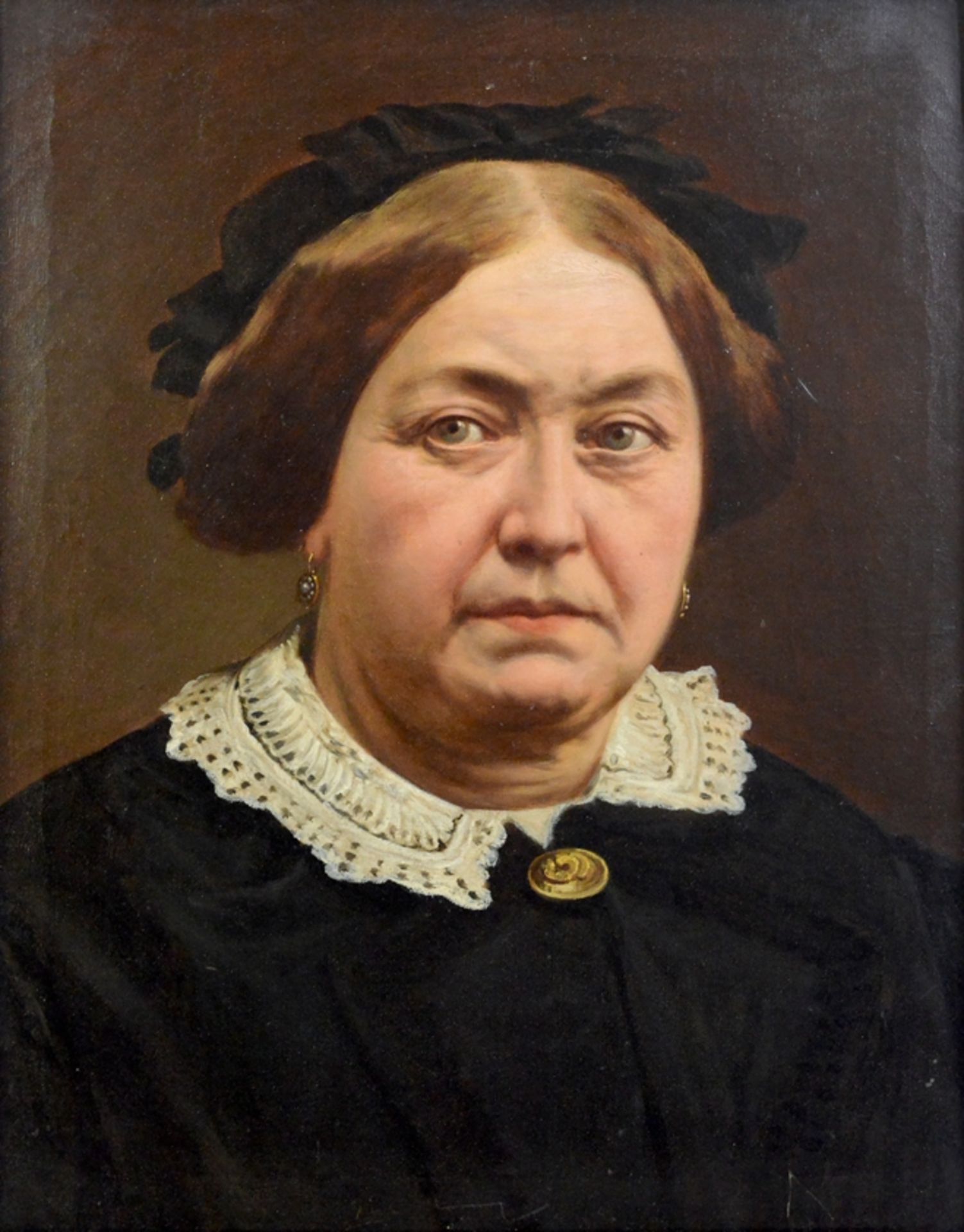 Portraitist (19th century) "Older Lady", with white lace collar, inscribed on the reverse "Maria An