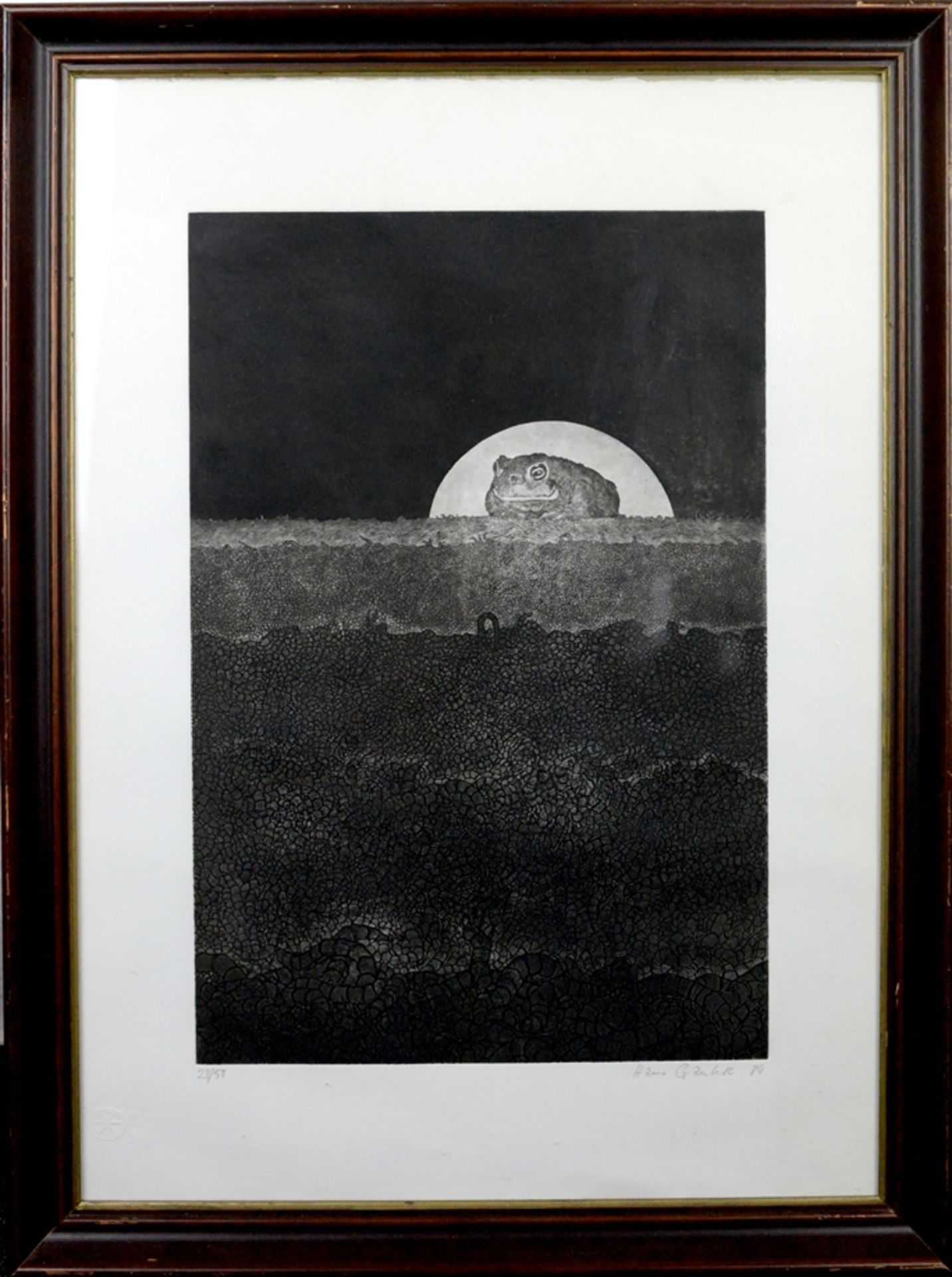 Ganker, Hans (20. Jahrhundert), "Die Kröte", im Mondschein, Radierung, unten rechts signiert und (1 - Bild 2 aus 4