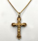 Antiker Anhänger "Christuskreuz", Schaumgold mindestens 333/8K Gelbgold, Biedermeier 1830-1850, Län
