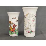 Zwei kleine Vasen, polychrom bemalt und goldstaffiert, Entwurf Björn Wiinblad, Rosenthal, H 10,5 un
