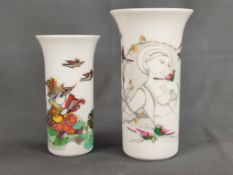 Zwei kleine Vasen, polychrom bemalt und goldstaffiert, Entwurf Björn Wiinblad, Rosenthal, H 10,5 un