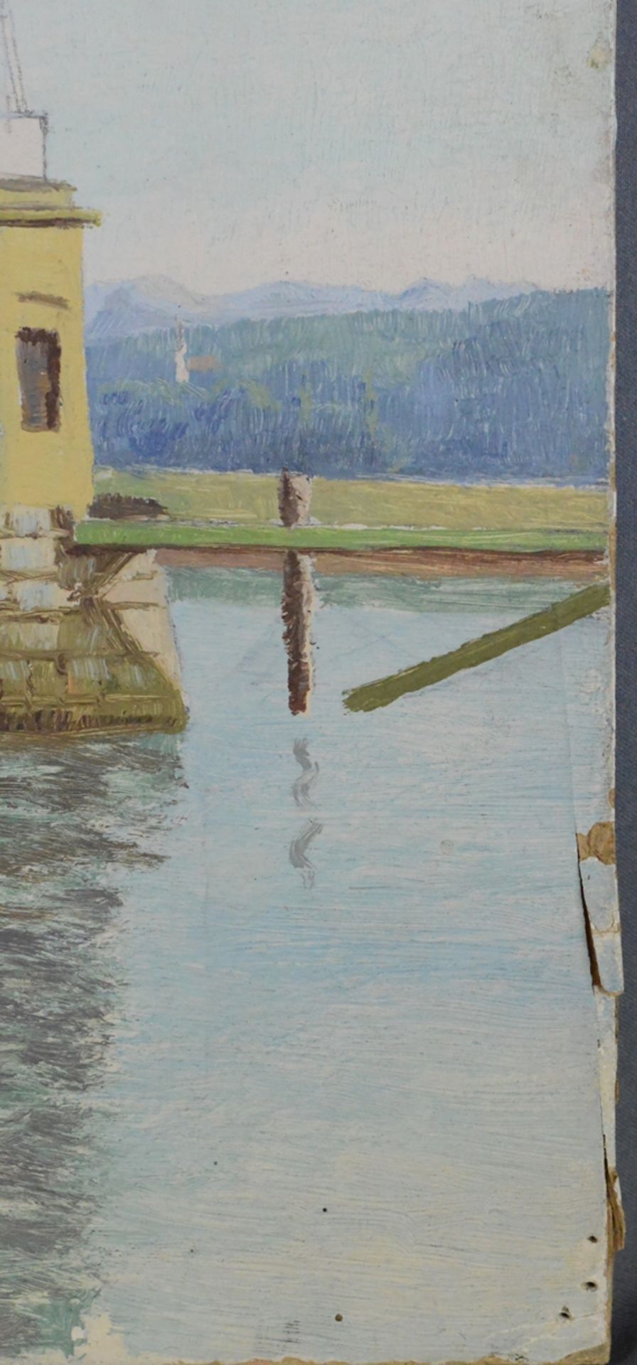 Schultheiss, ED. (Bodenseemaler, 20. Jahrhundert) "Alter Hafenturm Konstanz", Blick auf das Molehäu - Bild 3 aus 4