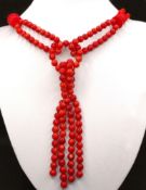 Exceptional coral necklace, Italy, lobster clasp, length 46cm