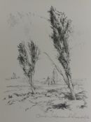 Unbekannt (20. Jahrhundert), "Moorlandschaft", Lithographie, unten rechts signiert, 40x29,5 cm