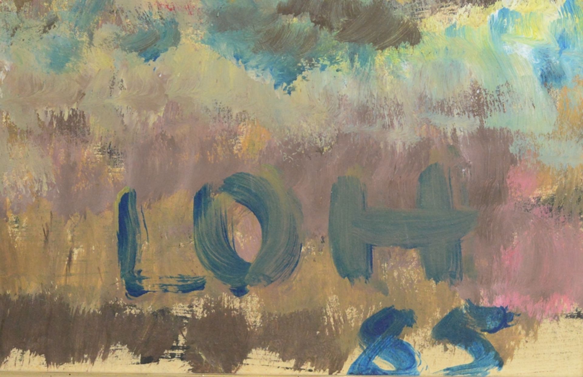 Loh-Pederson, Jutta (1938) "Apfelbaum und Feld", hochsommerliche Landschaft, Öl auf Platte, links u - Bild 3 aus 3