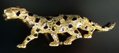 Nina Ricci Designer-Brosche, "Panther", vergoldet, schwere Qualität, 8x2,8cm