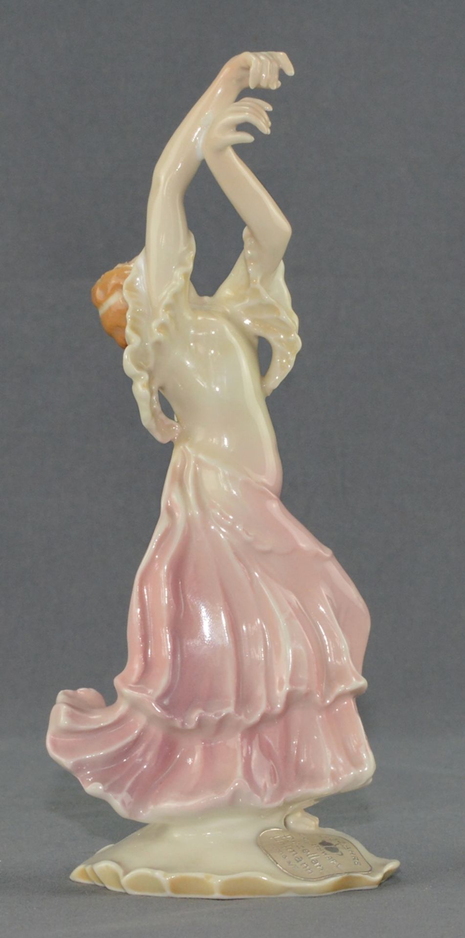 Dancer, in dramatic pose, on curved base, finely polychrome painted, Ens, 20th century, height 21cm - Image 2 of 8