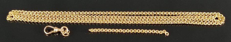 Uhrenkette, gerissen, Kordelkette und Verschluss, 585/14K Gelbgold, 27,25g