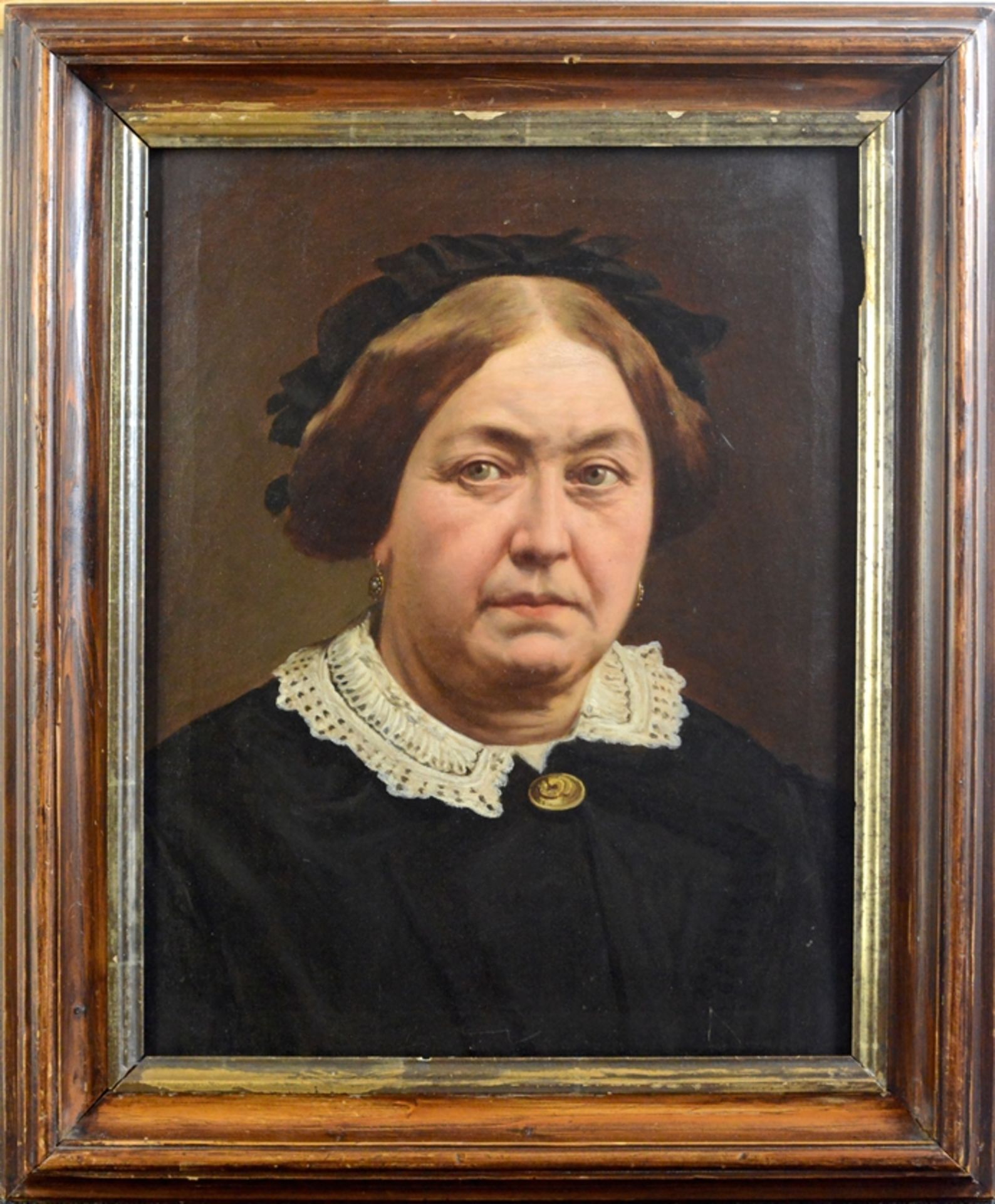 Portraitist (19th century) "Older Lady", with white lace collar, inscribed on the reverse "Maria An - Image 2 of 4