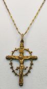 Pectoral cross/Christian cross as pendant, bronze, 5x3,5cm, on chain length 46cm