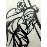 Breinlinger, Hans (1888 - 1963 Konstanz), "Kreuztragung", Tusche und Bleistift auf Papier, 41x30,5