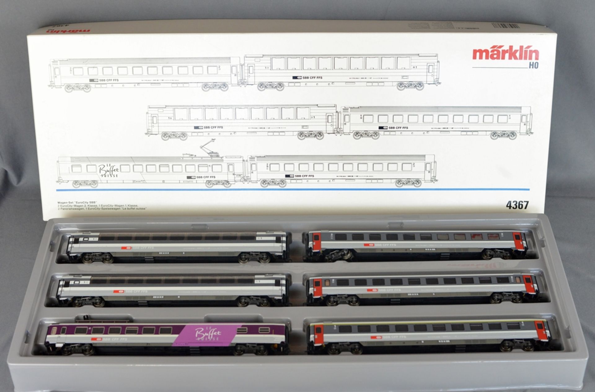 Märklin HO 4367 Wagenset Eurocity SBB, unbespielt und in Originalverpackung - Bild 6 aus 6