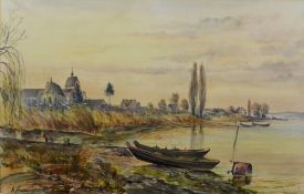 Stadelhofer, Karl (1897 - 1960 Wollmatingen-Konstanz), "Reichenau", mit Blick auf Ufer und die Bene