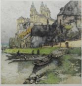 Kasimir, Luigi (1881 Pettau - 1962 Wien), "Stift Melk", Blick auf den Klosterkomplex, im Vordergrun
