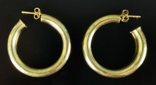 Paar Creolen, glänzend, 333/8K Gelbgold, innen hohl gearbeitet, Durchmesser 3cm, Stärke 4mm, 3,3g