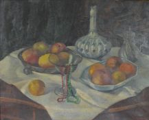 Szadurska, Kasia von (1876 Moskau - 1942 Berlin) "Stillleben" mit Äpfeln und Vase, Öl auf Leinwand,