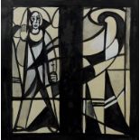 Unbekannt (20. Jahrhundert), "Kirchenfenster", Mixed Media auf Papier, 30x30 cm, Passepartout, Rahm