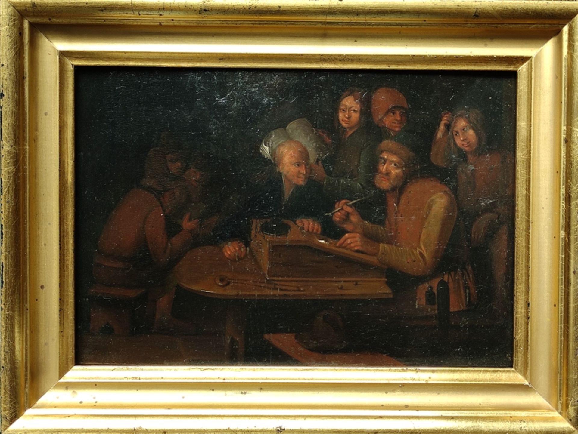 Genremaler des 18. Jahrhunderts, "Schreibstube", Gelehrte sitzen um das Schreibpult herum, im Hinte - Bild 2 aus 5
