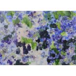 Loh-Pederson, Jutta (1938) "Veilchen", als blaues und rosa Blütenmeer, Aquarell auf Papier, unten l