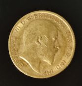 Goldmünze, 1/2 Sovereign, Edward VII, England, Rückseite: Der heilige Georg mit Drachen, 1904, Fein