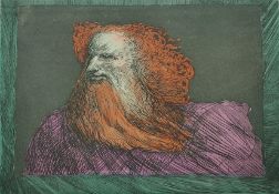Fuchs, Ernst (1930 - 2015 Wien), "Hommage an Richard Wagner", männliches Portrait mit rotem Bart un