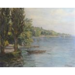 Kellermann, Karl (1881 - 1968 Titisee), "Seeblick" bei Meersburg, am Ufer, rechts unten signiert, Ö