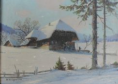 Hauptmann, Karl (1880 Freiburg - 1947 Herzogenhorn) "Winter im Schwarzwald", Schwarzwaldhof in idyl