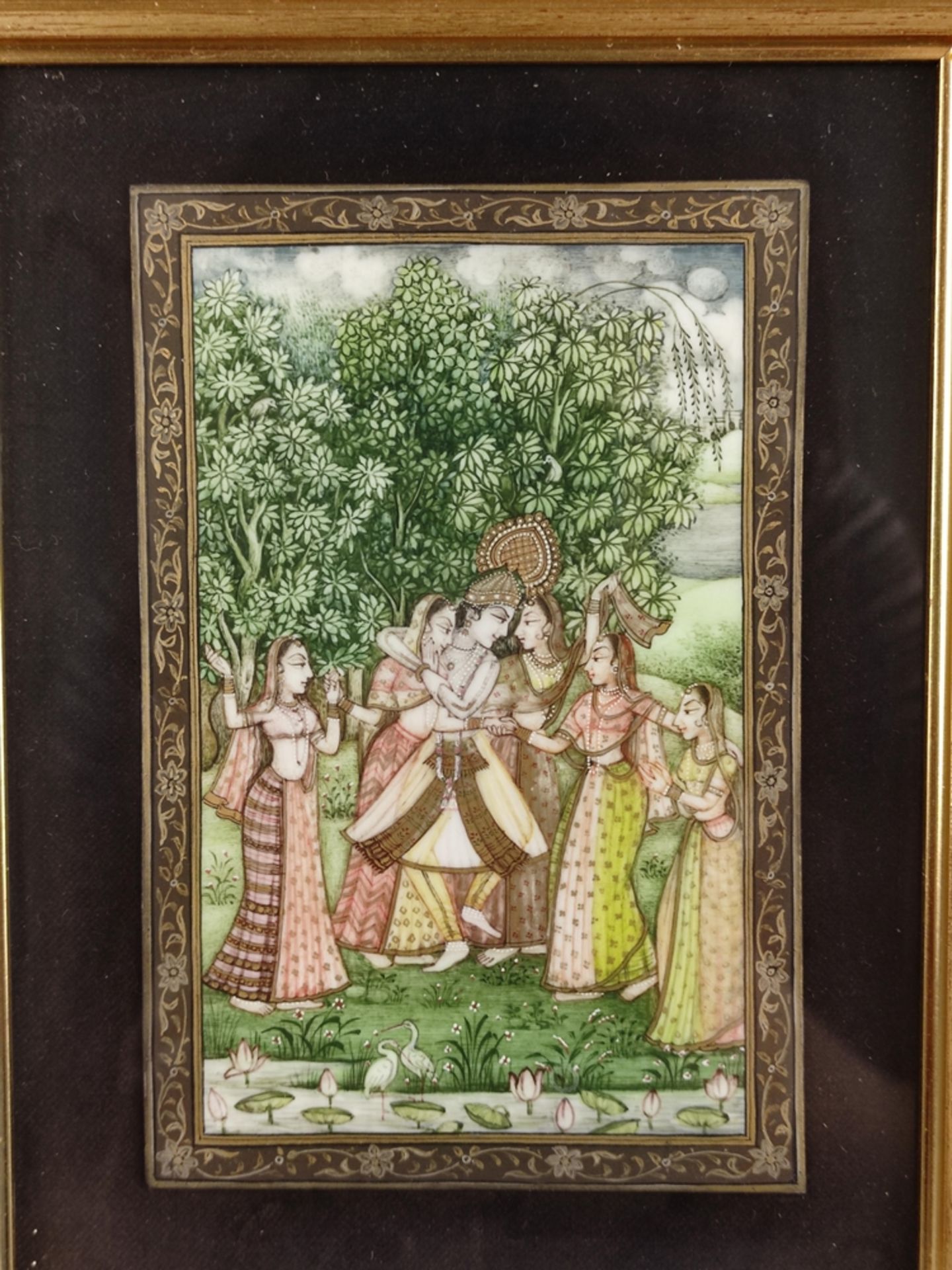 Four Persian-Indian miniatures, three depictions as spouse portraits, grand moguls, inscribed on the - Image 2 of 5