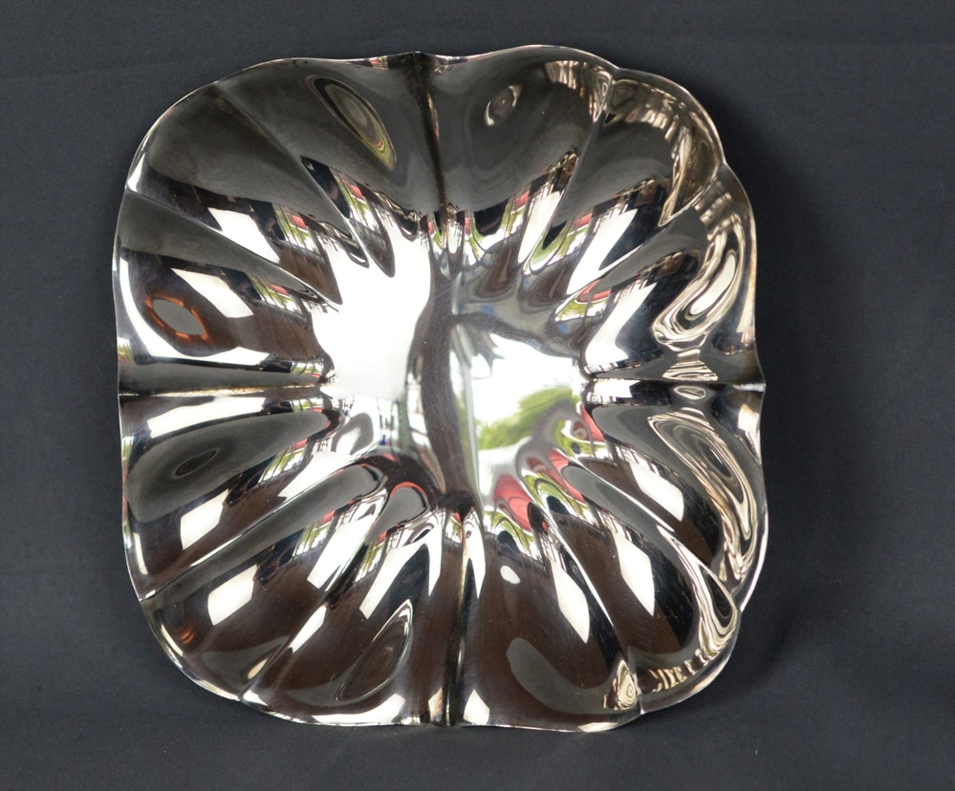 Schale, rechteckige Form mit abgerundeten Ecken, Silber 800, - Bild 2 aus 2