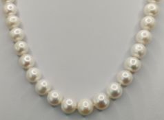 Pearl necklace, white luster, cultured pearls, spherical magnetic clasp, diameter pearls approx. 1c