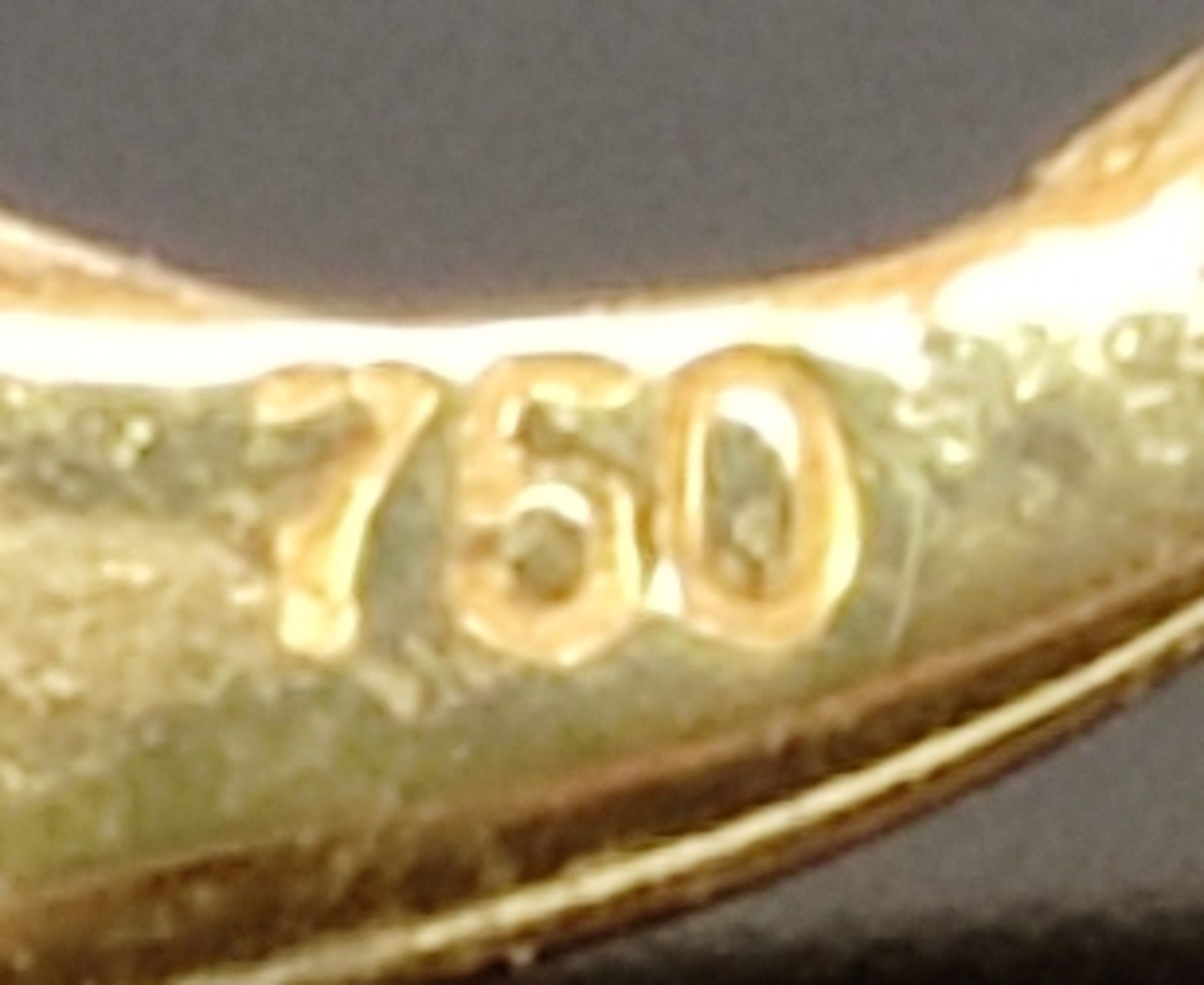 Paar Ohrringe, Tansanit, eingefasst in 750/18K Gelbgold, Länge 3cm, Gewicht 3,8g - Bild 2 aus 2