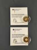2 Goldmünzen, 20 Euro, "Deutscher Wald", limitierte Auflagen, bestehend aus: Kastanie, Prägeanstalt