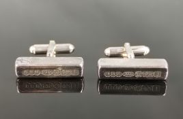 Paar Manschettenknöpfe, England, Sheffield, 2008, Sterlingsilber, 21,3g, Länge 2,5cm, in Etui