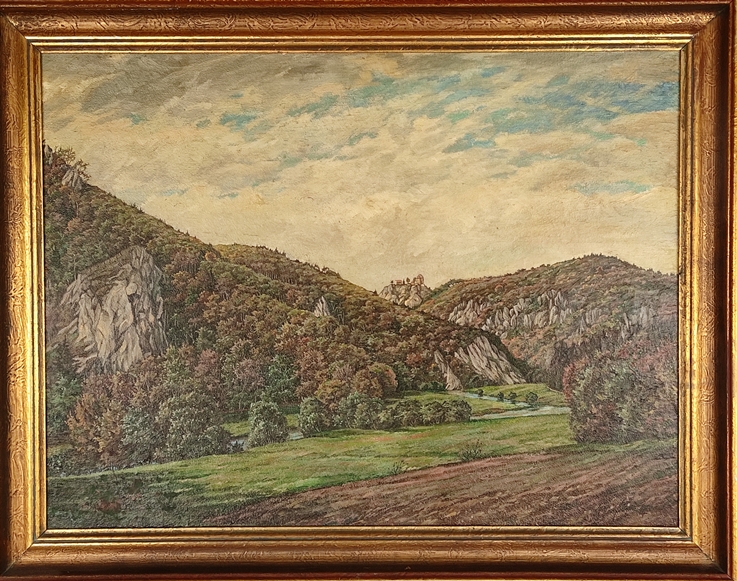 Geißler, Hugo (1895-1956 Tuttlingen) "Donautal", oil on panel, signed on the lower right, dated (19 - Image 2 of 4