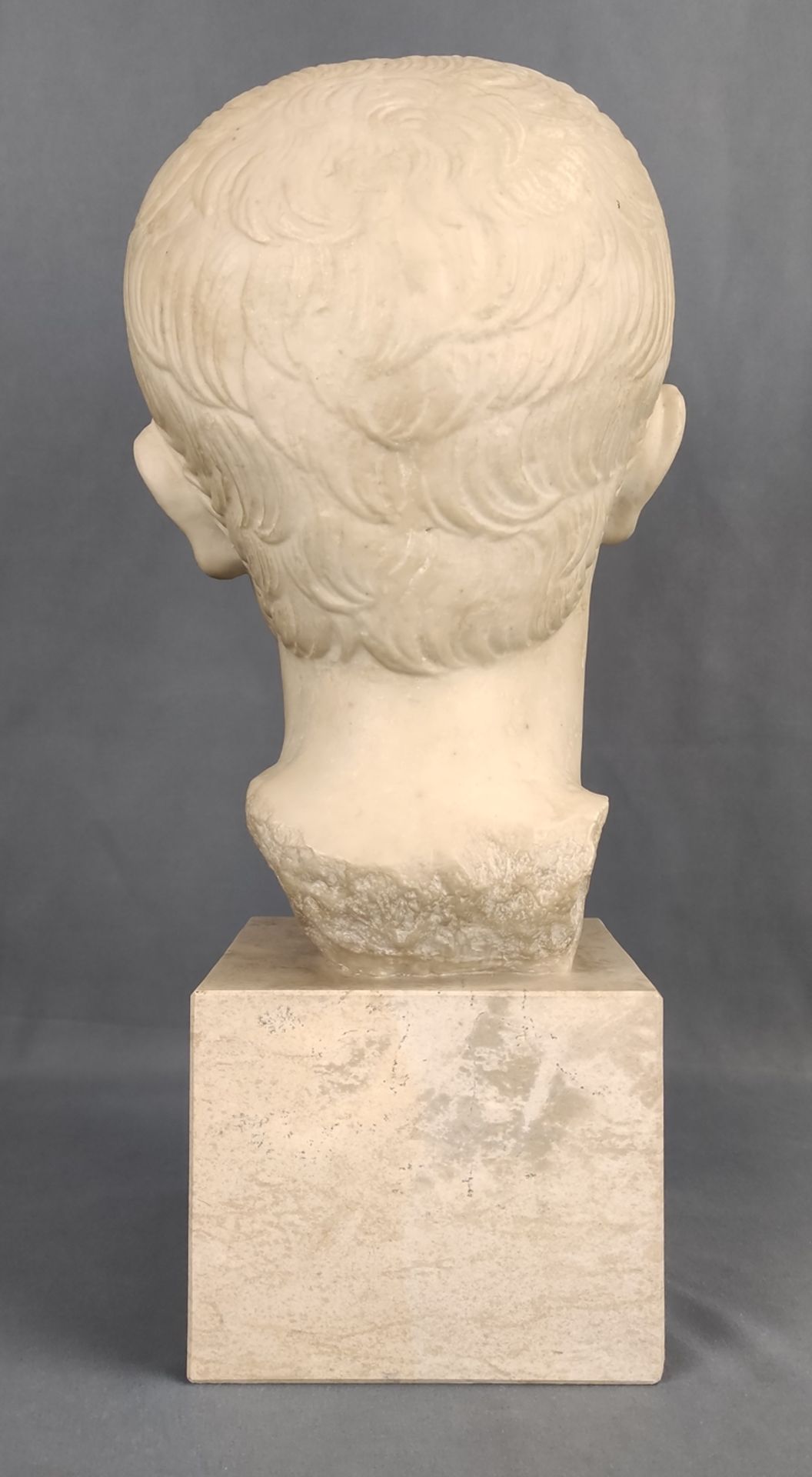 Bust "Young Augustus", adopted son of Julius Caesar, unknown artist, antique copy, artificial marbl - Image 3 of 6