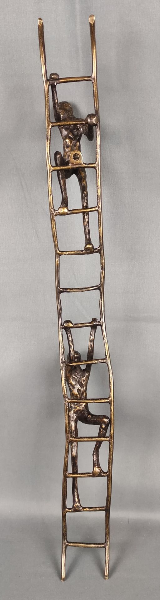 Unknown (20th century) "Climbing men", two male figures climbing up a ladder, bronze, l 56 cm - Image 3 of 3