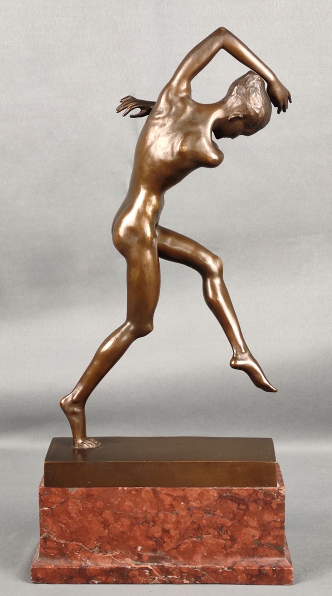 Jaray, Sandor (1870 Timisoara -1916 London) "Dancer", dynamic figure study on plinth, bronze, brown - Image 2 of 5