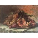 Krugler, Francois Xavier (1864 - 1941 Frankreich) "Stillleben mit Melone" und Weintrauben, Öl auf L