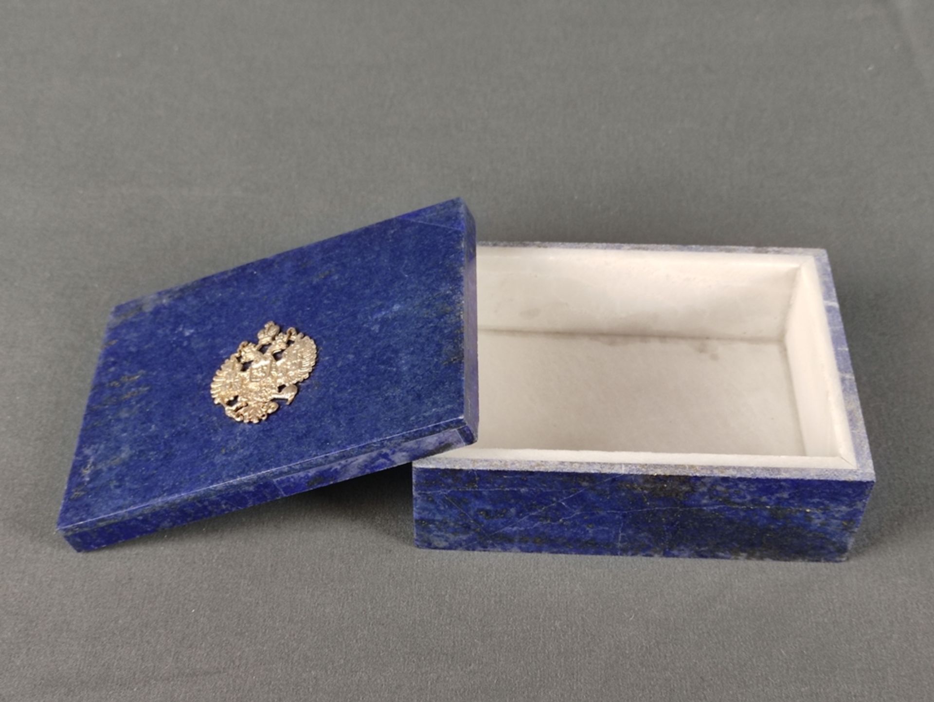 Lapislazuli-Dose, rechteckige Deckeldose aus fein polierten, natürlich royalblauen Lapislazuli-Plat - Bild 2 aus 2