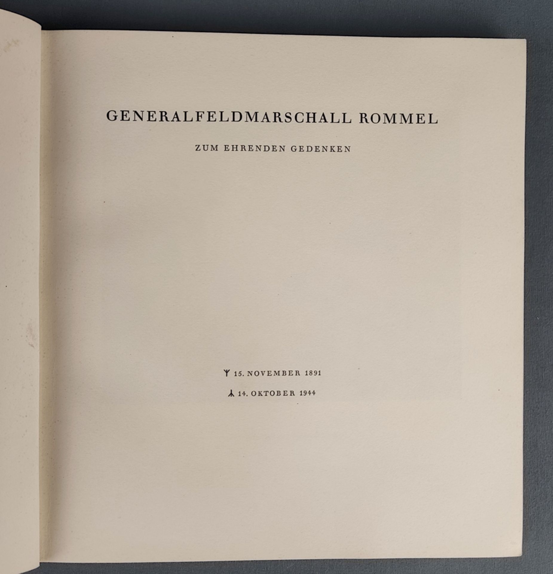 "Generalfeldmarschall Rommel, zum ehrenden Gedenken", Gedenkschrift mit Original Portraitfoto, eing - Bild 2 aus 5