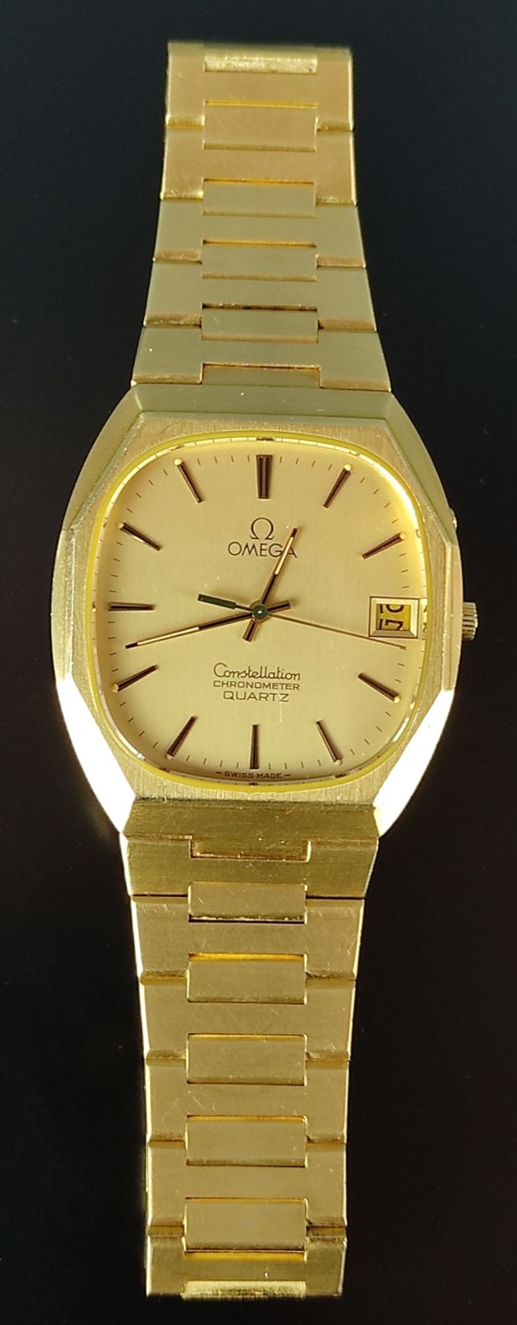 Armbanduhr, Omega Constellation, Chronometer, achteckiges Gehäuse mit Datumsanzeige, 750/18K Gelbgo - Bild 2 aus 5