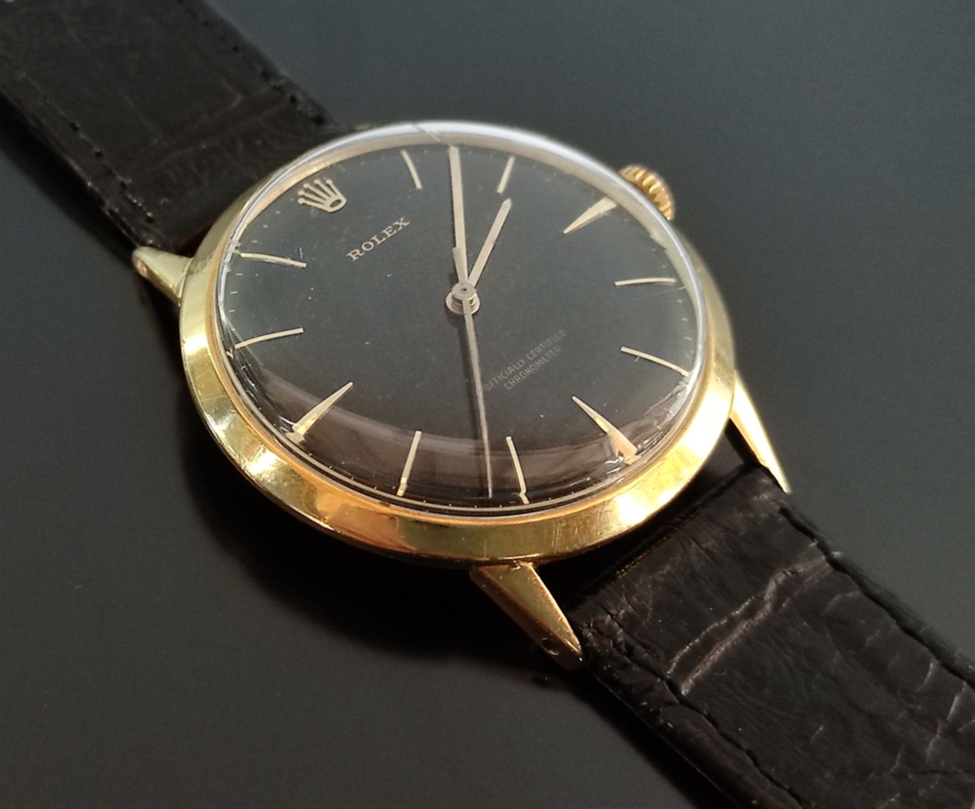 Armbanduhr, Rolex, 1940er, rundes Ziffernblatt mit goldenen Indizes, Durchmesser (mit Krone) 37mm,  - Bild 2 aus 5