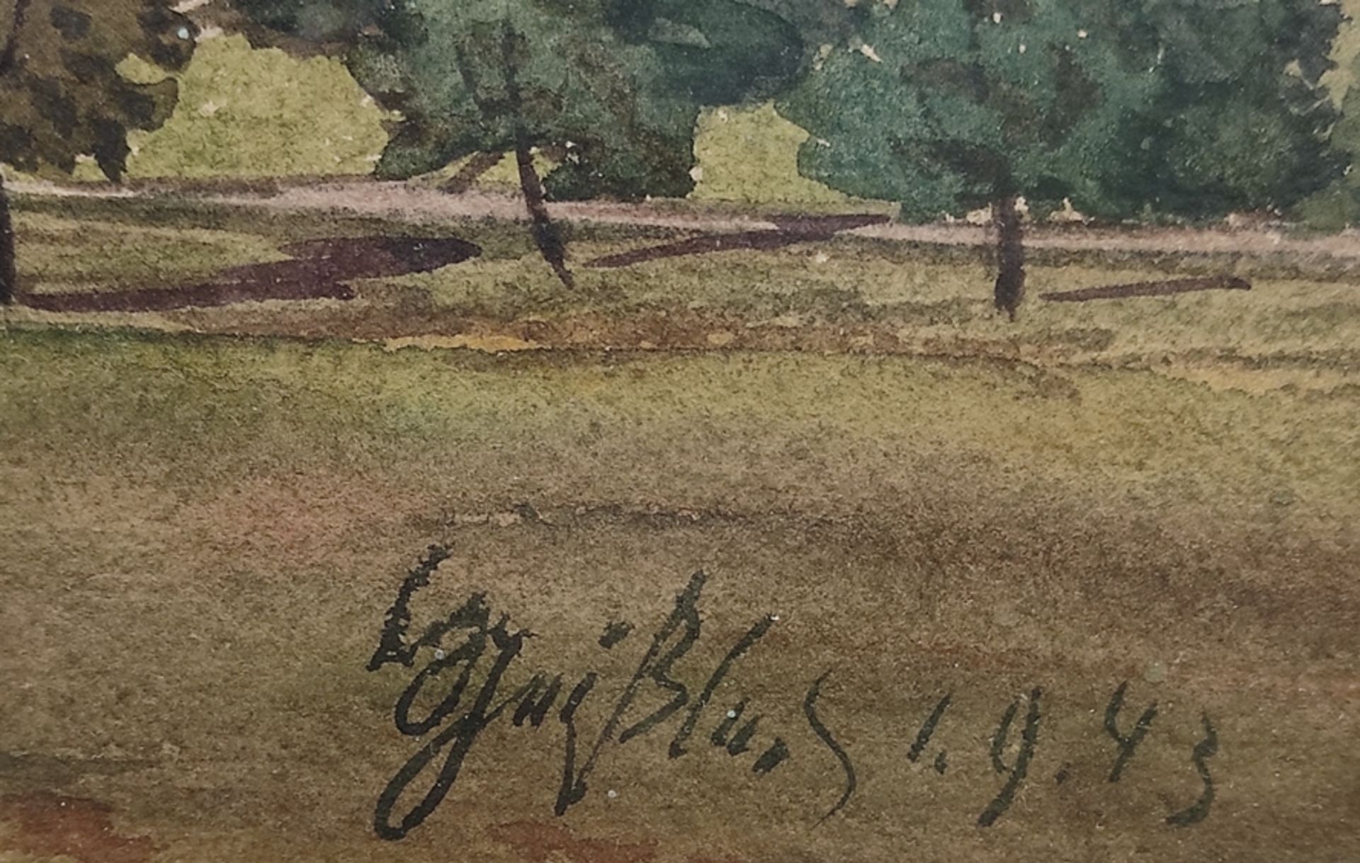 Geißler, Hugo (1895-1956 Tuttlingen) "Hegau Landschaft", Aquarell auf Papier, rechts unten signiert - Bild 3 aus 3